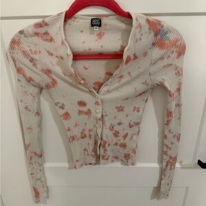 BDG Urban Outfitters Ribbed Tie-Dye Button Front Long Sleeve Top | Size M